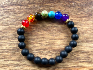 Black Onyx + Chakra Healing Bracelet