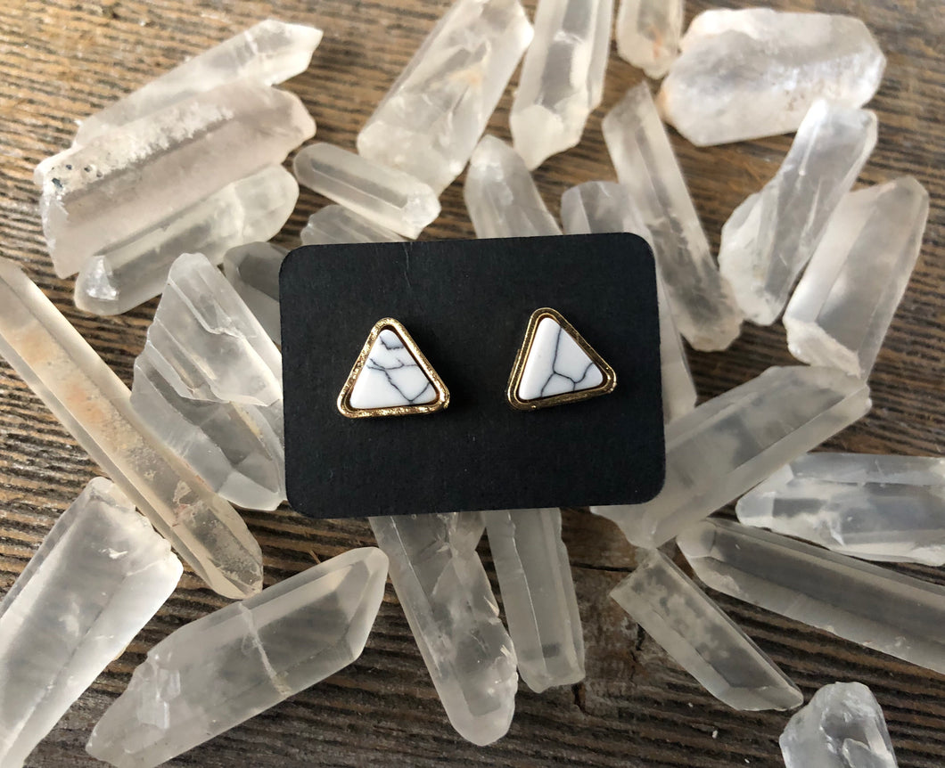 Triangle Marble Stud Earrings