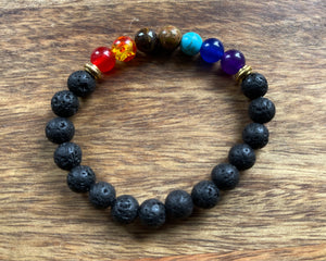 Lava Stone + Chakra Balancing Bracelet
